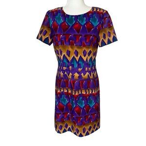 Vintage John Roberts Colorful Geometric Print Dress. Sz 6. Great Condition!!